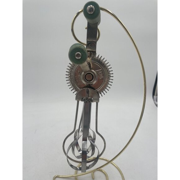 Vintage Ladd Hand Crank Egg Beater With Green Wooden Handles & Stainless Steel B - Picture 5 of 5